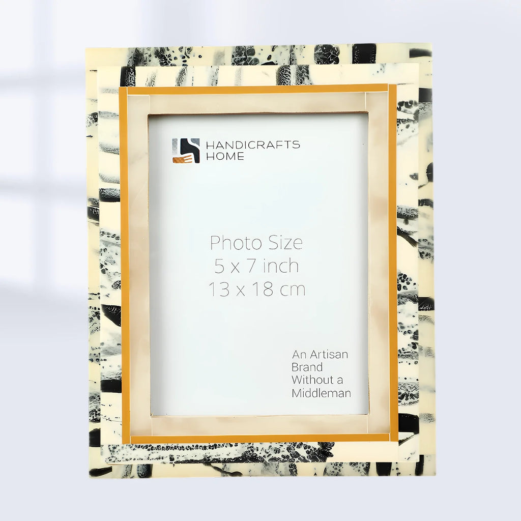 Abstract Ink Ivory Resin Inlay Picture Frame | 4x6 & 5x7