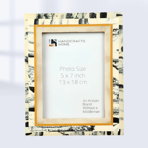 Abstract Ink Ivory Resin Inlay Picture Frame | 4x6 & 5x7