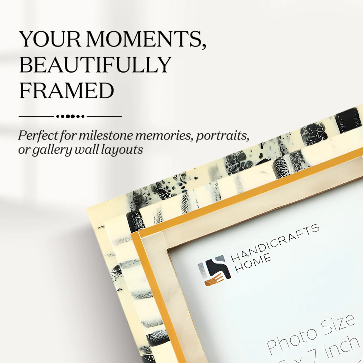 Abstract Ink Ivory Resin Inlay Picture Frame | 4x6 & 5x7