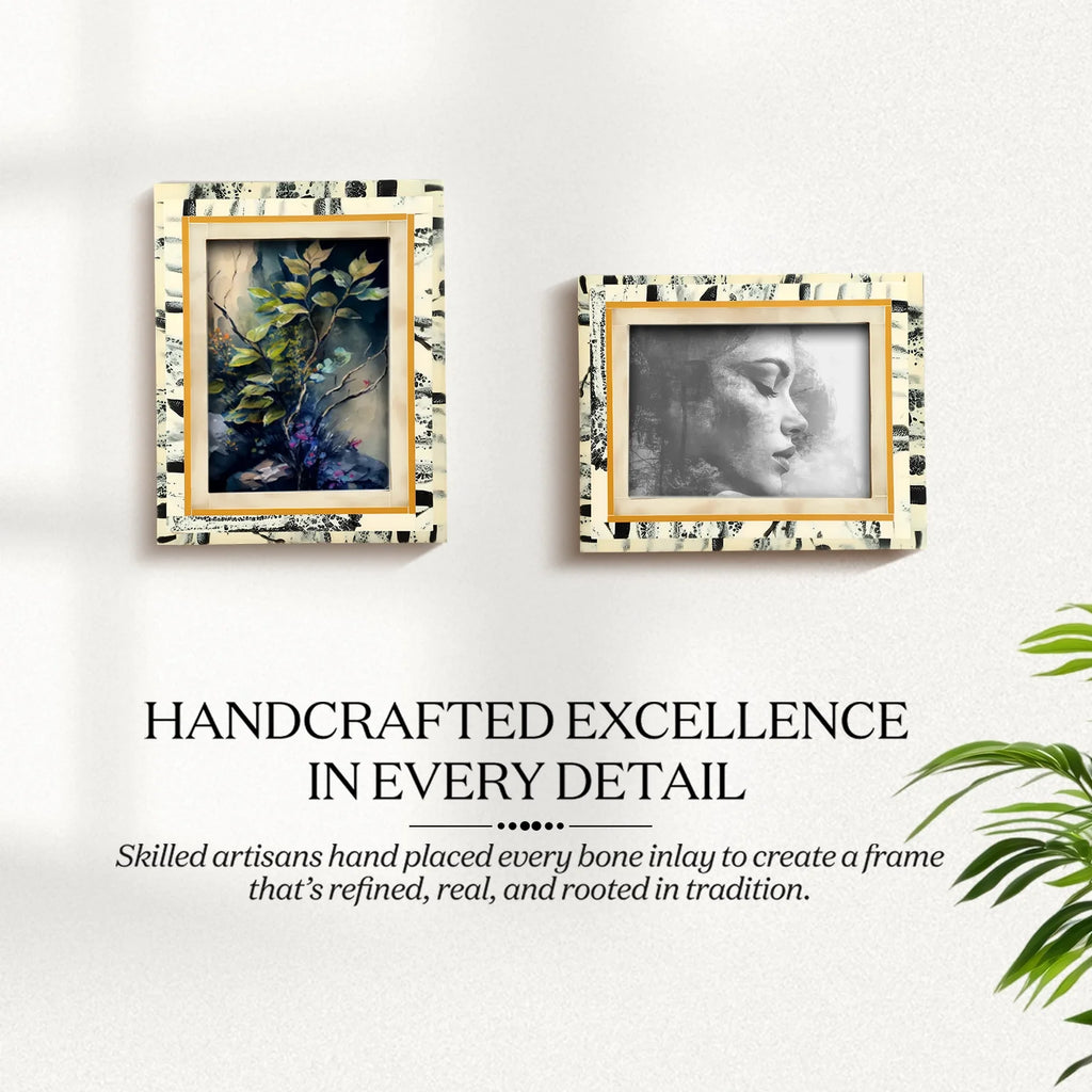 Abstract Ink Ivory Resin Inlay Picture Frame | 4x6 & 5x7