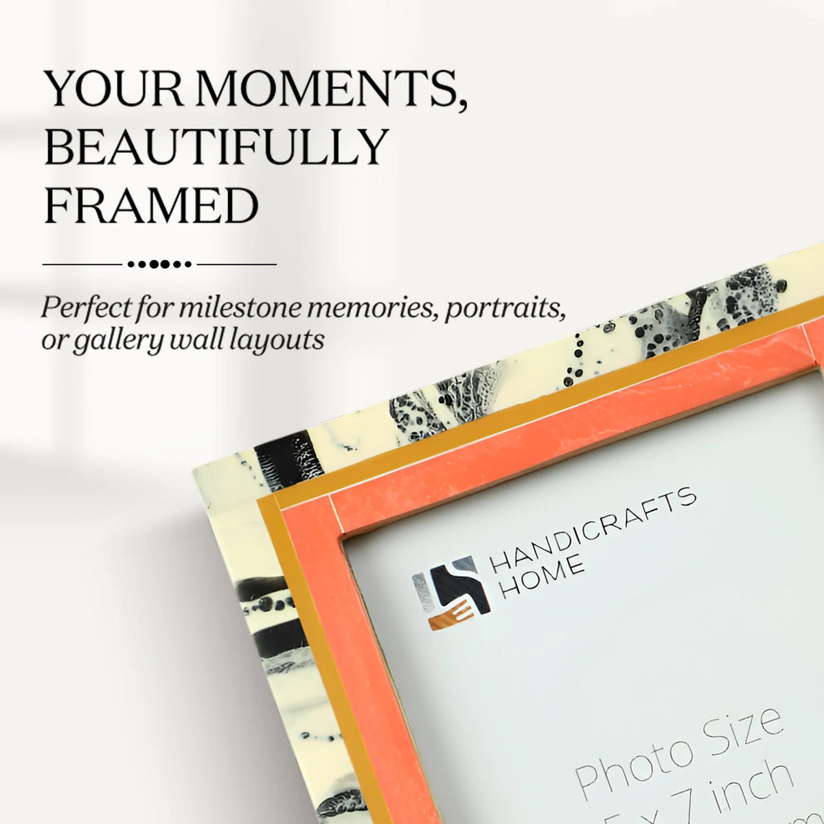 Abstract Ink Peach Resin Inlay Picture Frame | 4x6 & 5x7