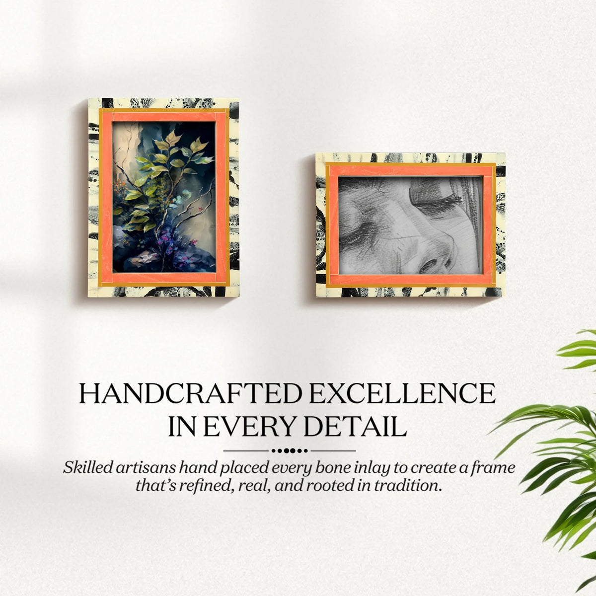 Abstract Ink Peach Resin Inlay Picture Frame | 4x6 & 5x7