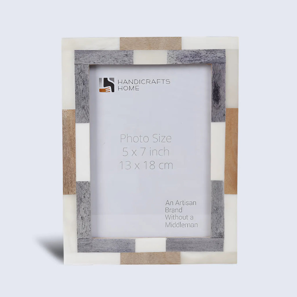 Woodstrip Tile Wood & Bone Inlay Picture Frame | 4x6 & 5x7
