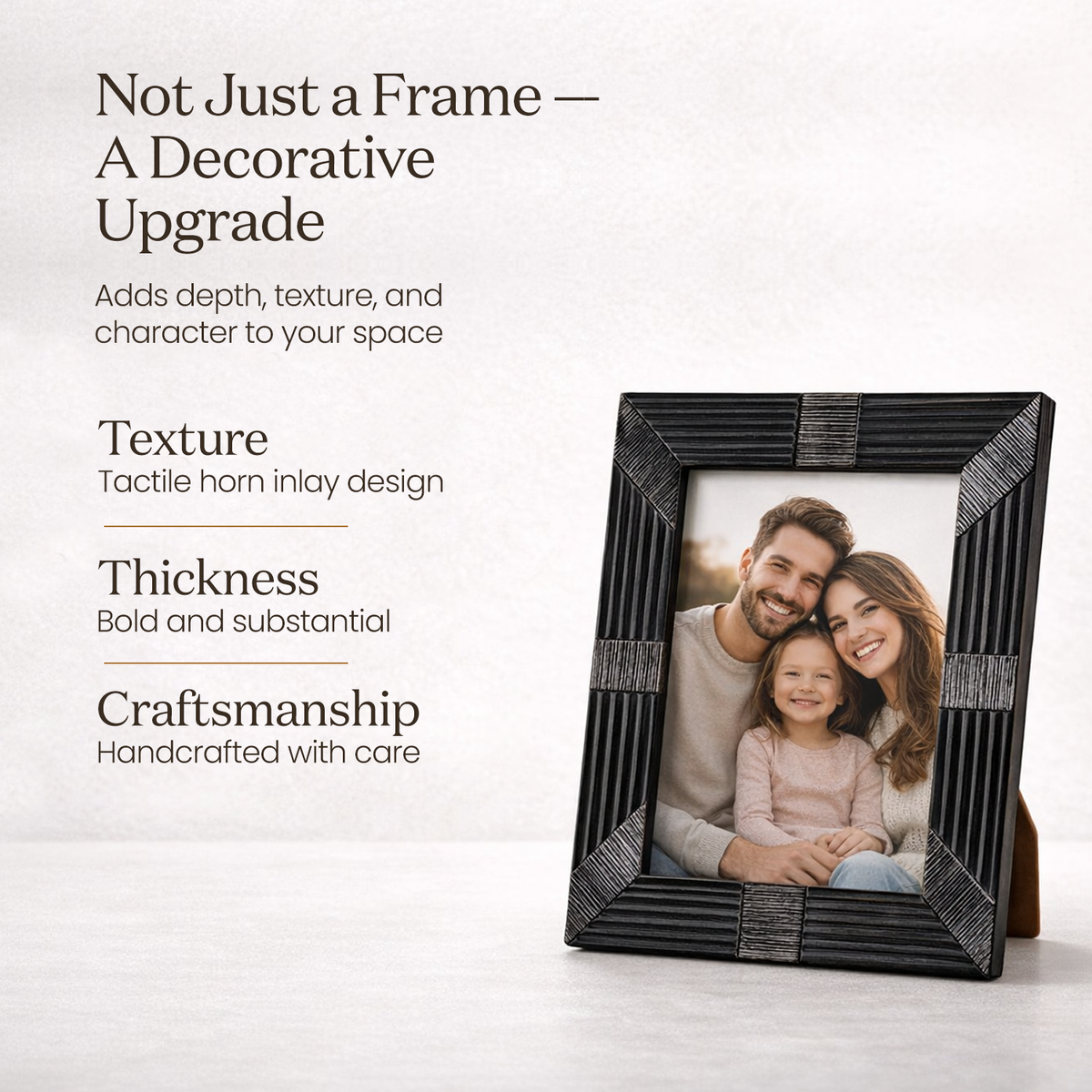 Shagrin Black Horn Inlay Picture Frame | 4x6 & 5x7