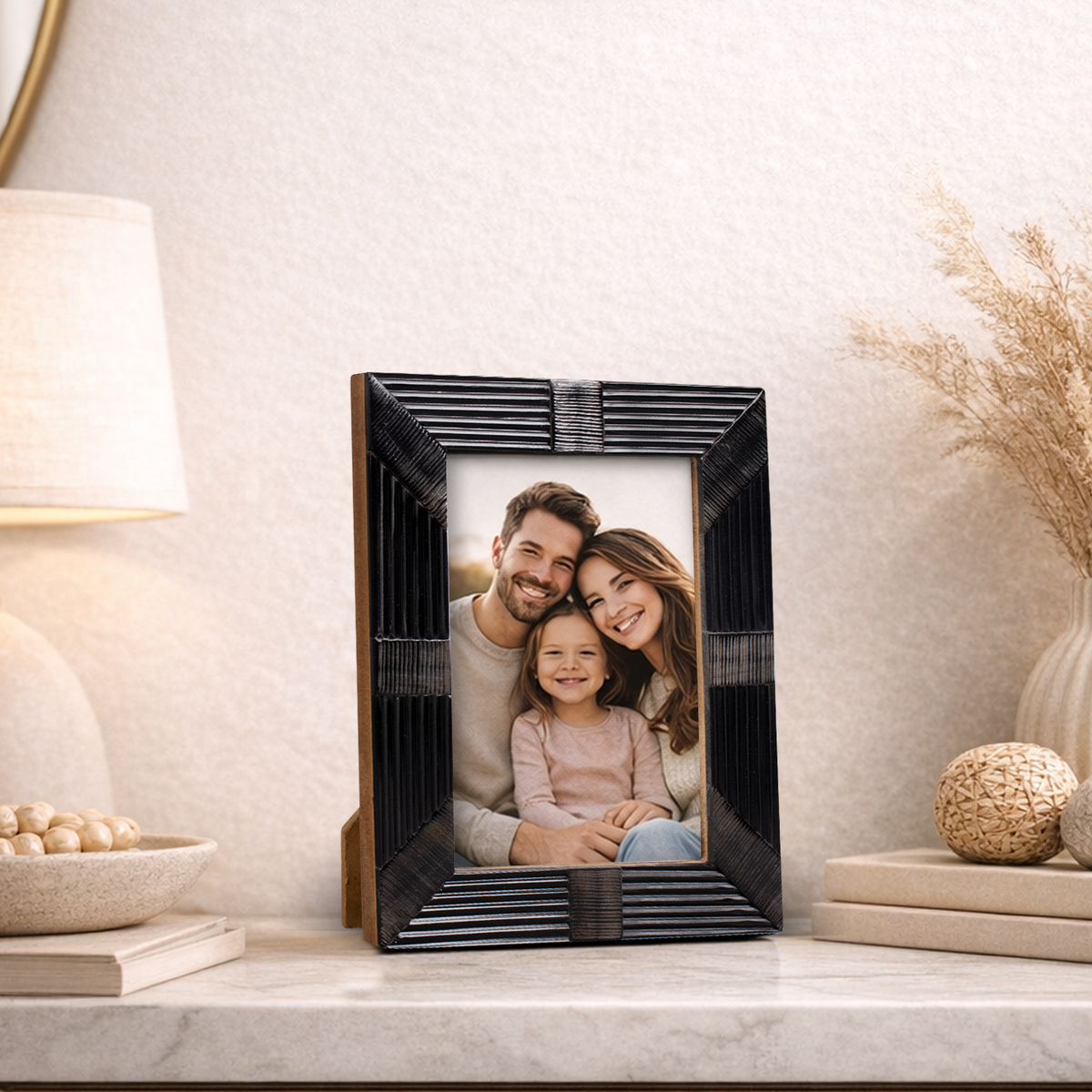 Shagrin Black Horn Inlay Picture Frame | 4x6 & 5x7