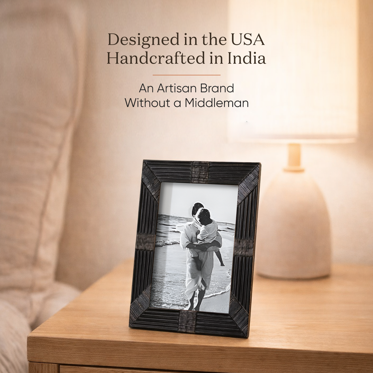 Shagrin Black Horn Inlay Picture Frame | 4x6 & 5x7