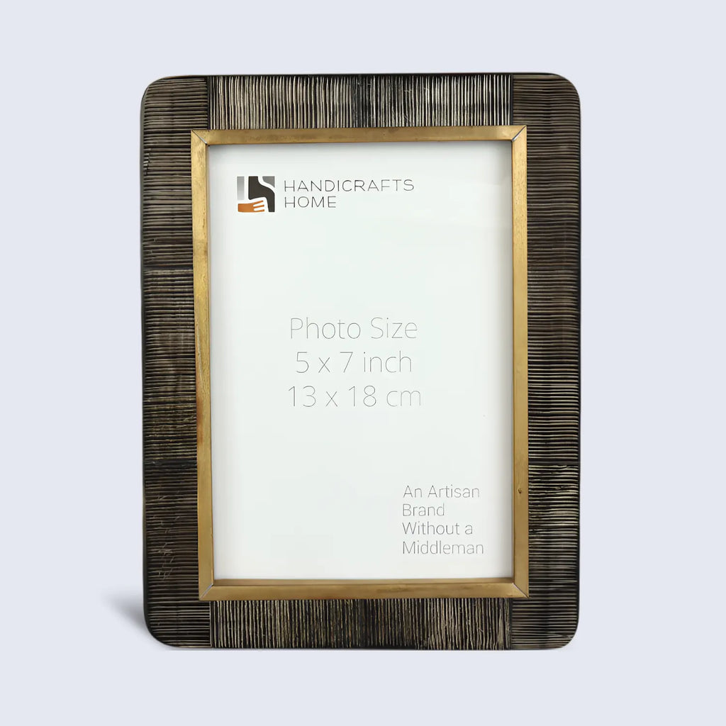 Shagrin Brown Horn Inlay & Brass Picture Frame | 4x6 & 5x7