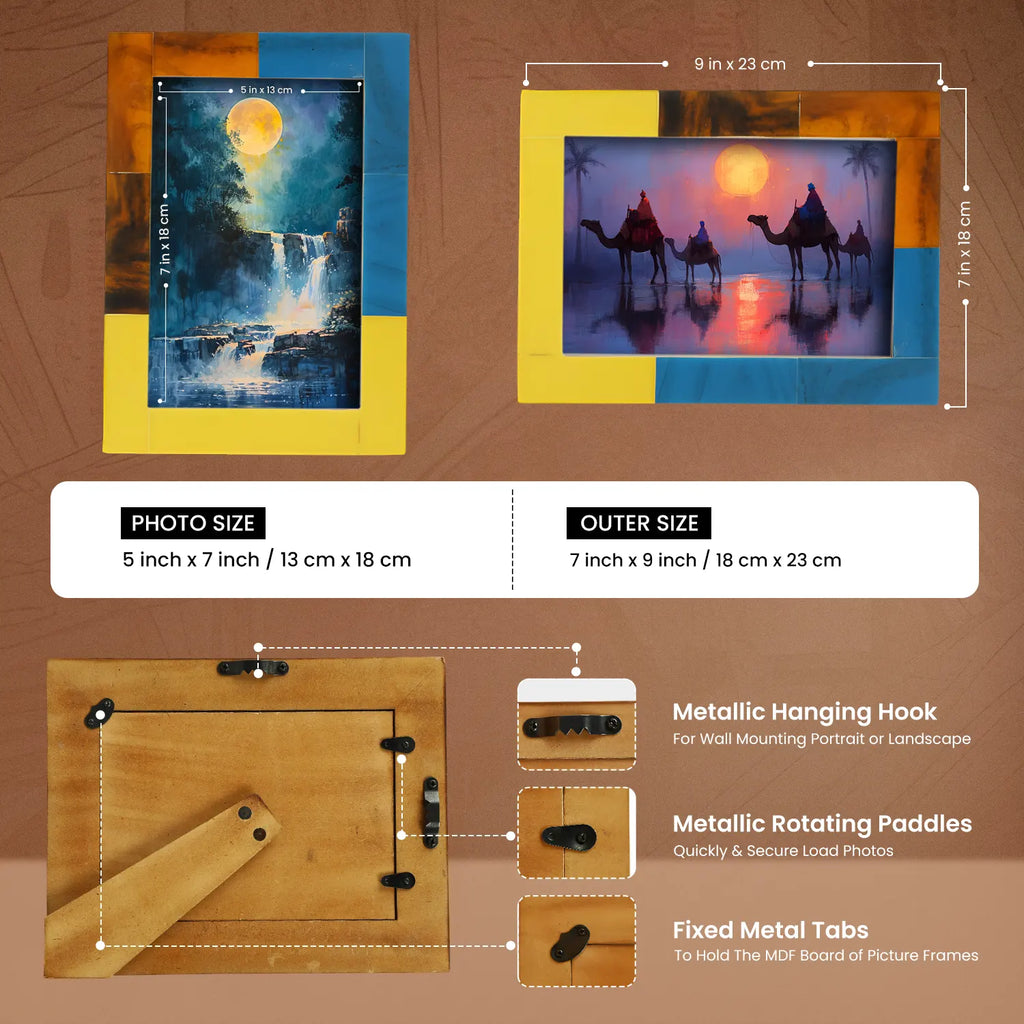Mondrian Walnut Resin Inlay Picture Frames | Pack of 2 | 3 Sizes