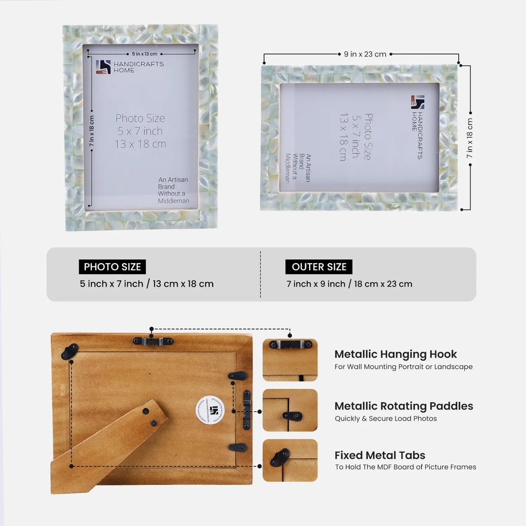 Green Mother of Pearl Inlay Picture Frame | 4x6, 5x7 & 8x10