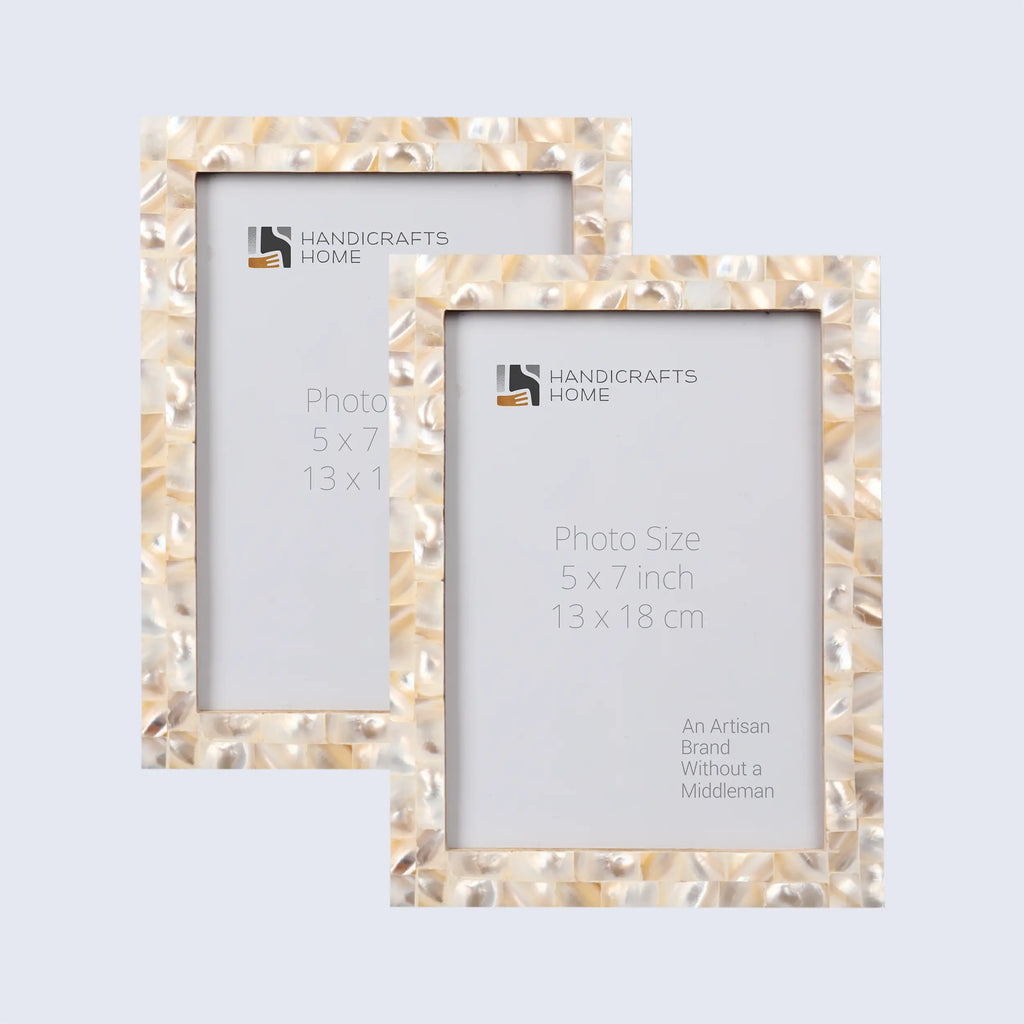 Mother of Pearl White Picture Frames | Pack of 2 | 3 Sizes