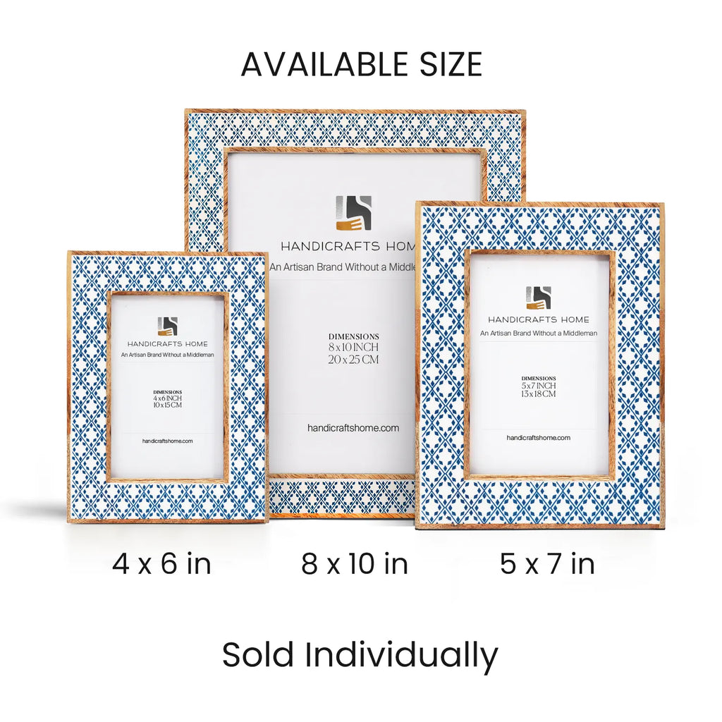 Rhythm Diamond Picture Frame Blue Resin Inlay 4x6 5x7 8x10