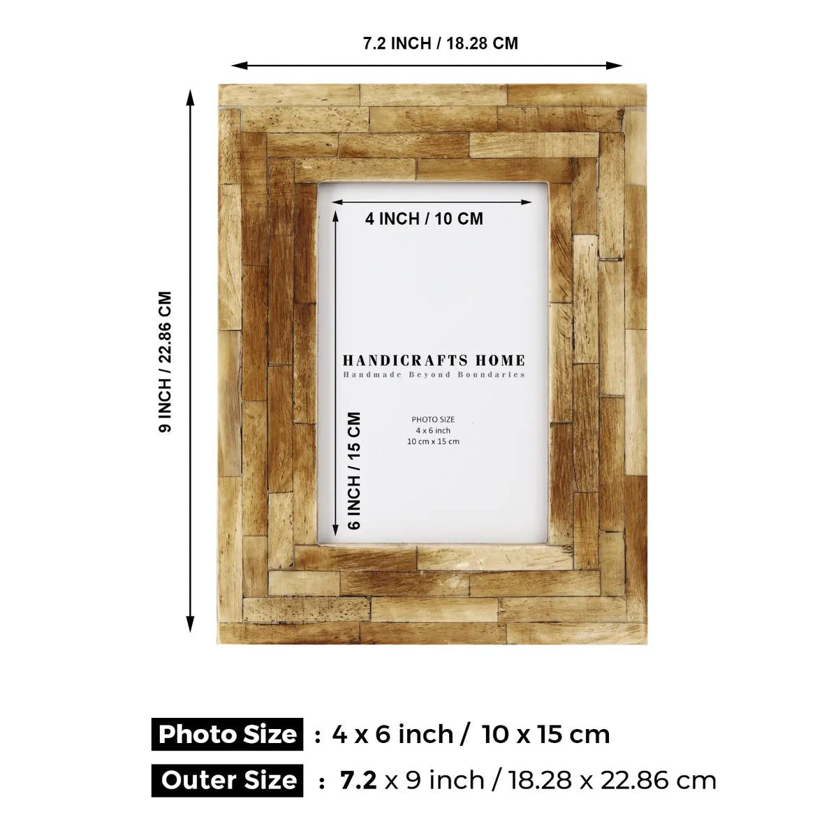 Antique Brown Bone Inlay Picture Frame | 4x6 & 5x7