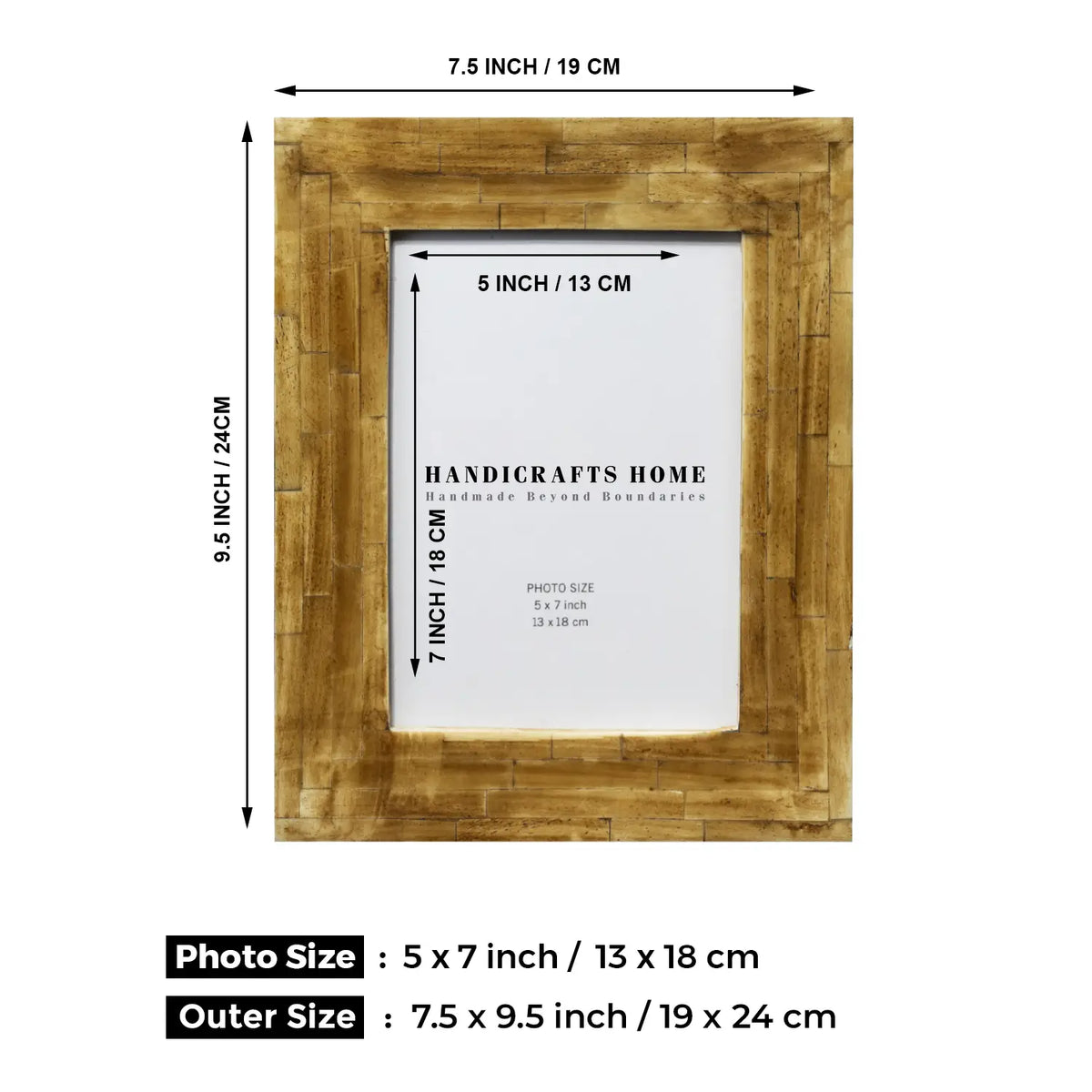 Antique Brown Bone Inlay Picture Frame | 4x6 & 5x7