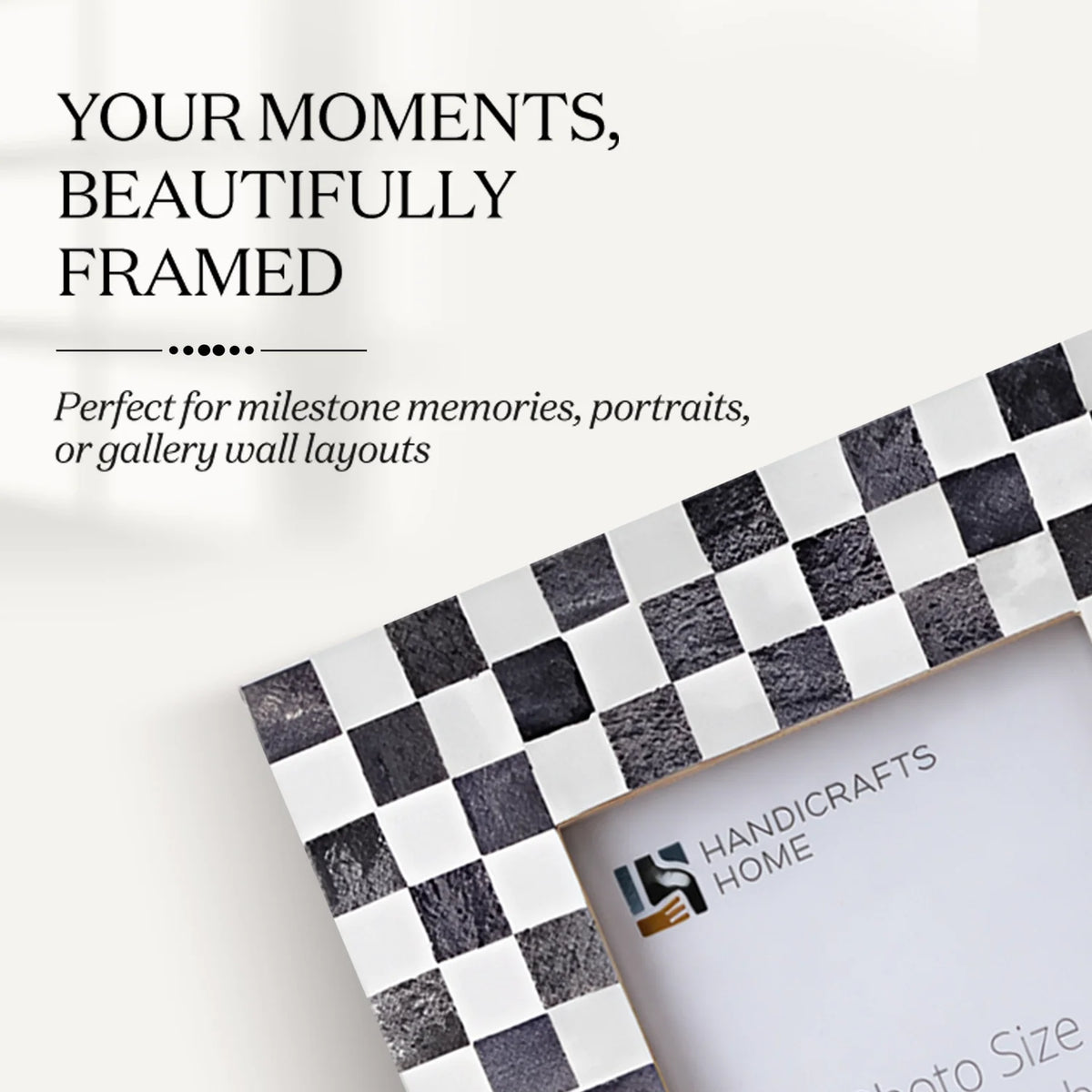Checkered Grey & White Bone Inlay Picture Frame | 4x6 & 5x7