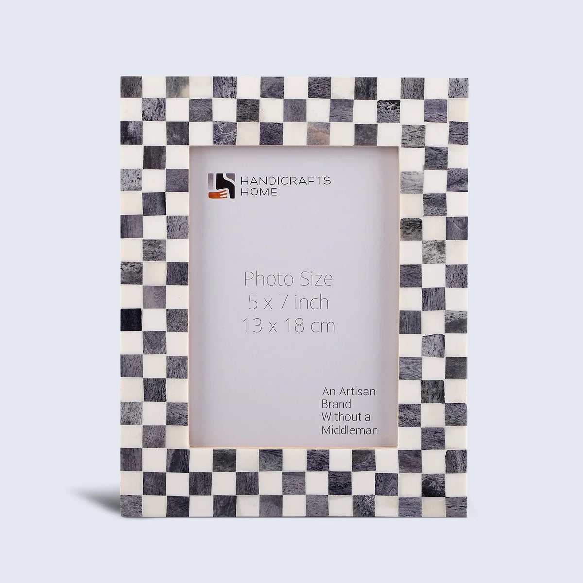 Checkered Grey & White Bone Inlay Picture Frame | 4x6 & 5x7