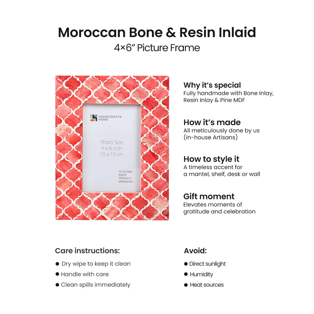 Moroccan Bone & Resin Inlay Picture Frame | Multiple Colors & Sizes
