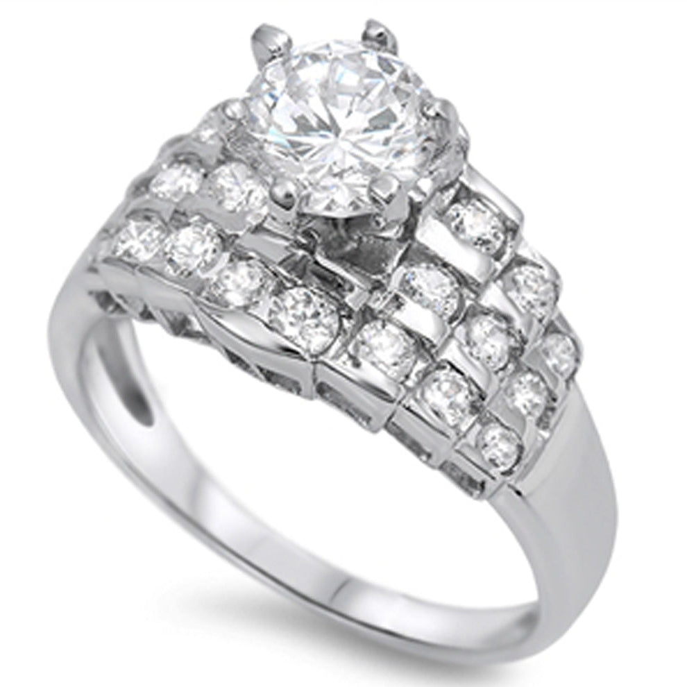 Art Deco Clear CZ Statement Ring | Sterling Silver