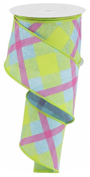 Royal Blue Plaid Ribbon – 2.5" Wide