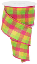 Hot Pink Checkered Woven Ribbon – 2.5" Wide