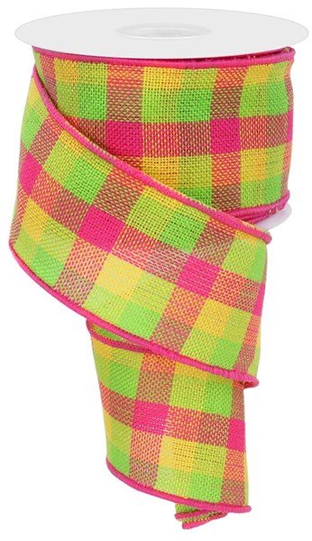 Hot Pink Checkered Woven Ribbon – 2.5" Wide