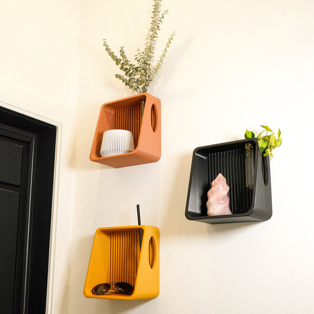 Modern Ribbed Floating Wall Shelf