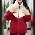 Women's Quilted Lamb Fleece Mid-Length Coat