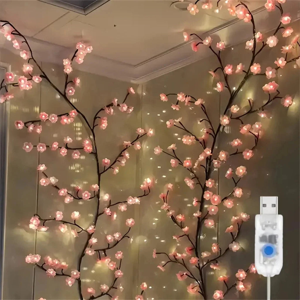 Cherry blossom branch fairy light lamp