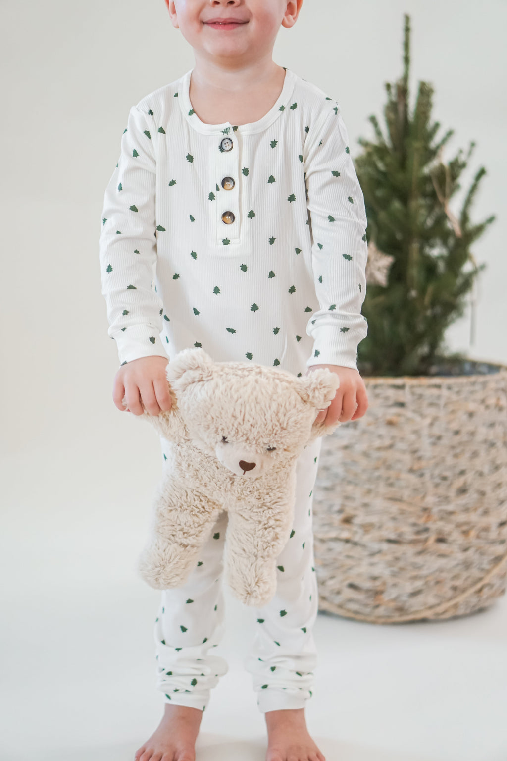 Tiny Trees Christmas Ribbed Bamboo 2pc Henley Pajamas