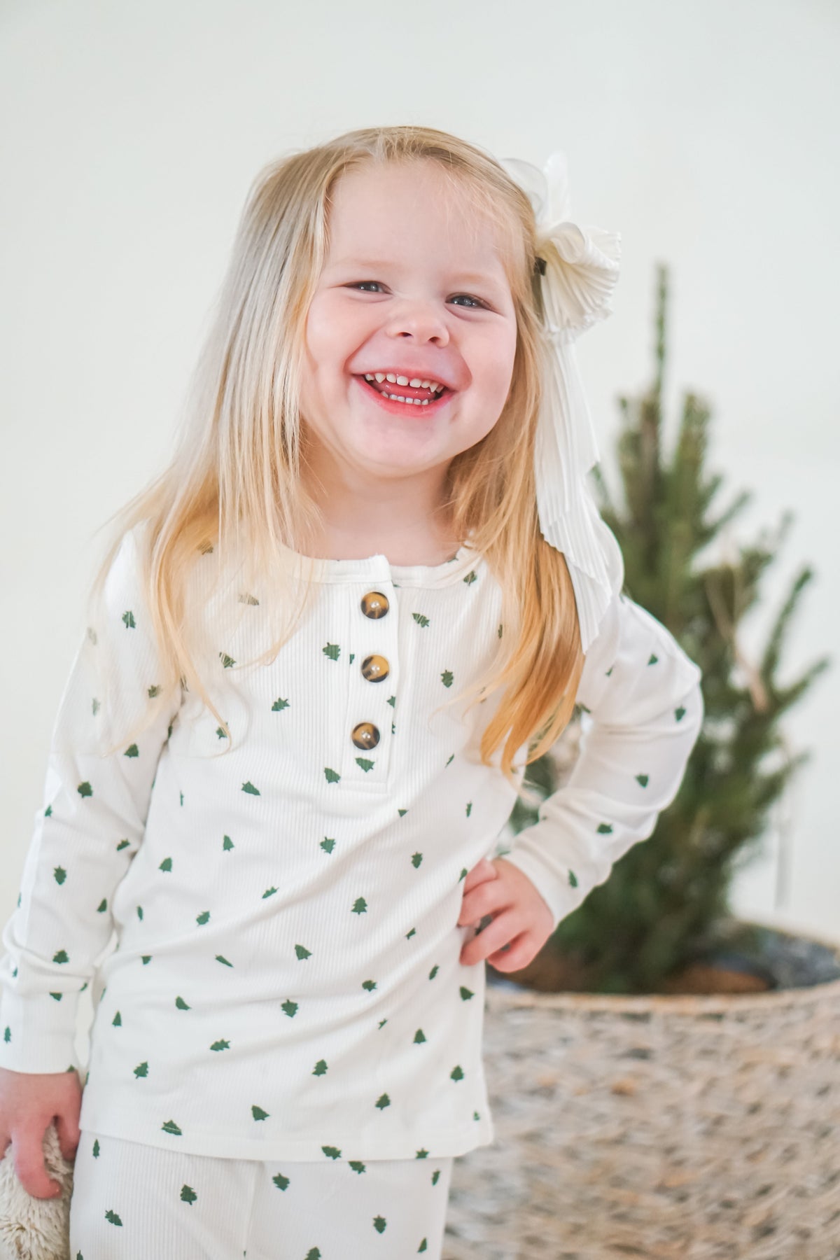 Tiny Trees Christmas Ribbed Bamboo 2pc Henley Pajamas