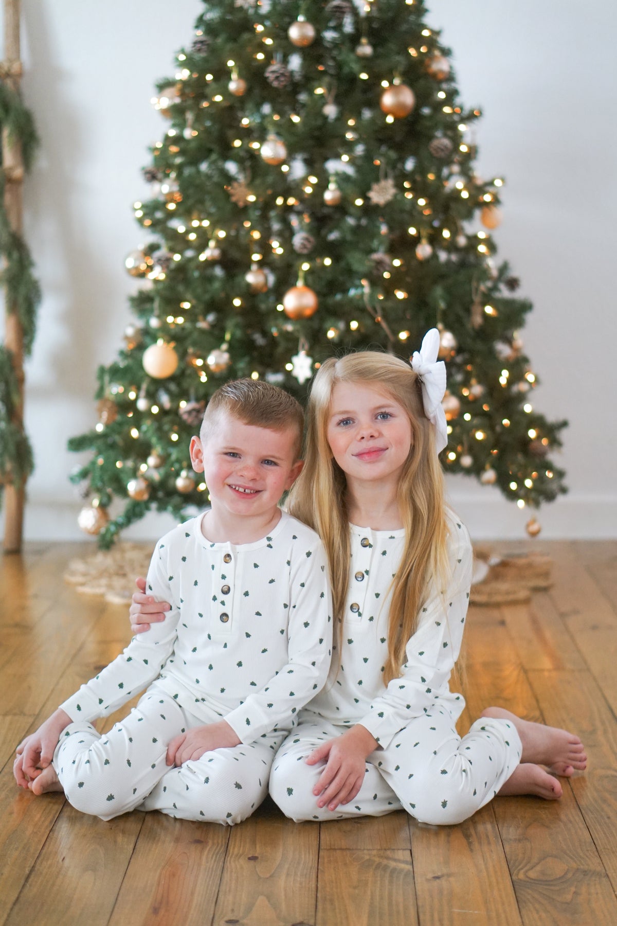 Tiny Trees Christmas Ribbed Bamboo 2pc Henley Pajamas