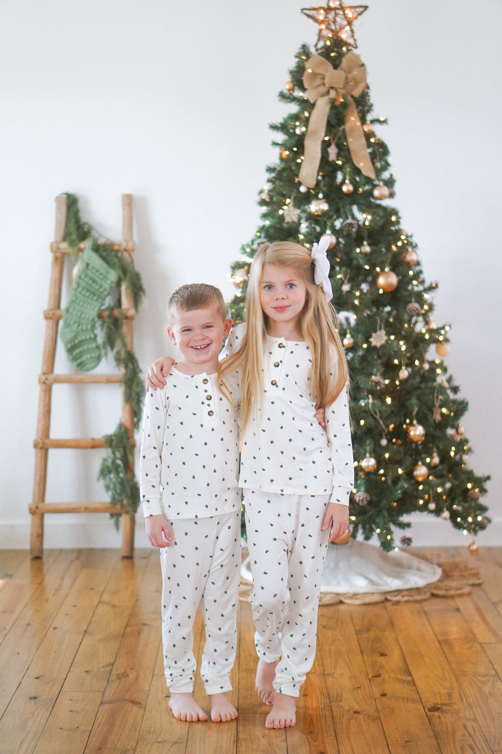 Tiny Trees Christmas Ribbed Bamboo 2pc Henley Pajamas