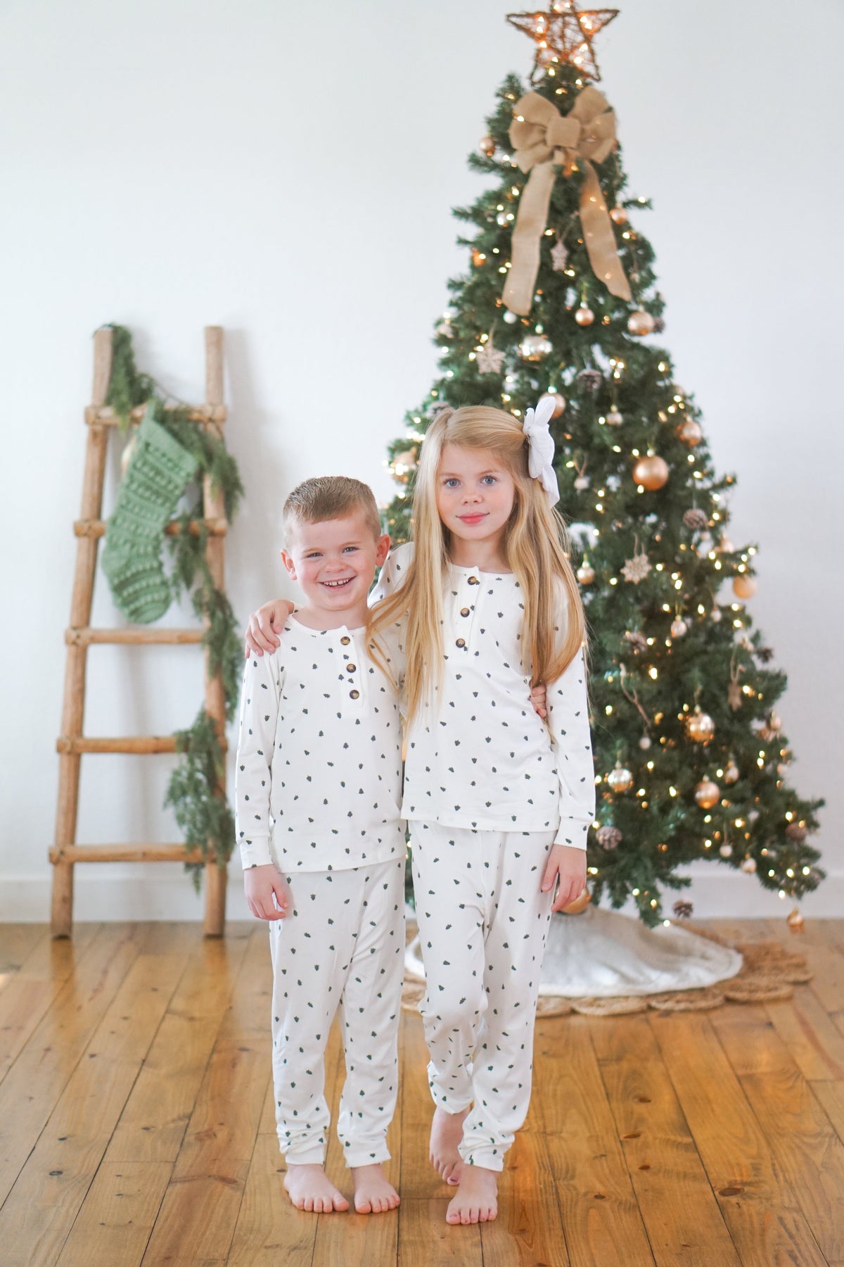 Tiny Trees Christmas Ribbed Bamboo 2pc Henley Pajamas