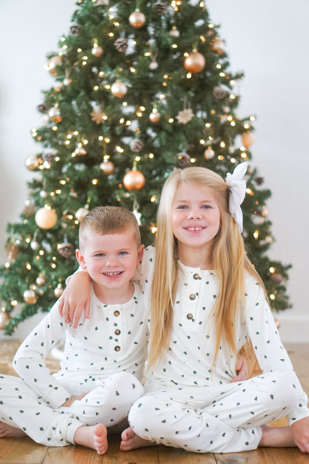 Tiny Trees Christmas Ribbed Bamboo 2pc Henley Pajamas