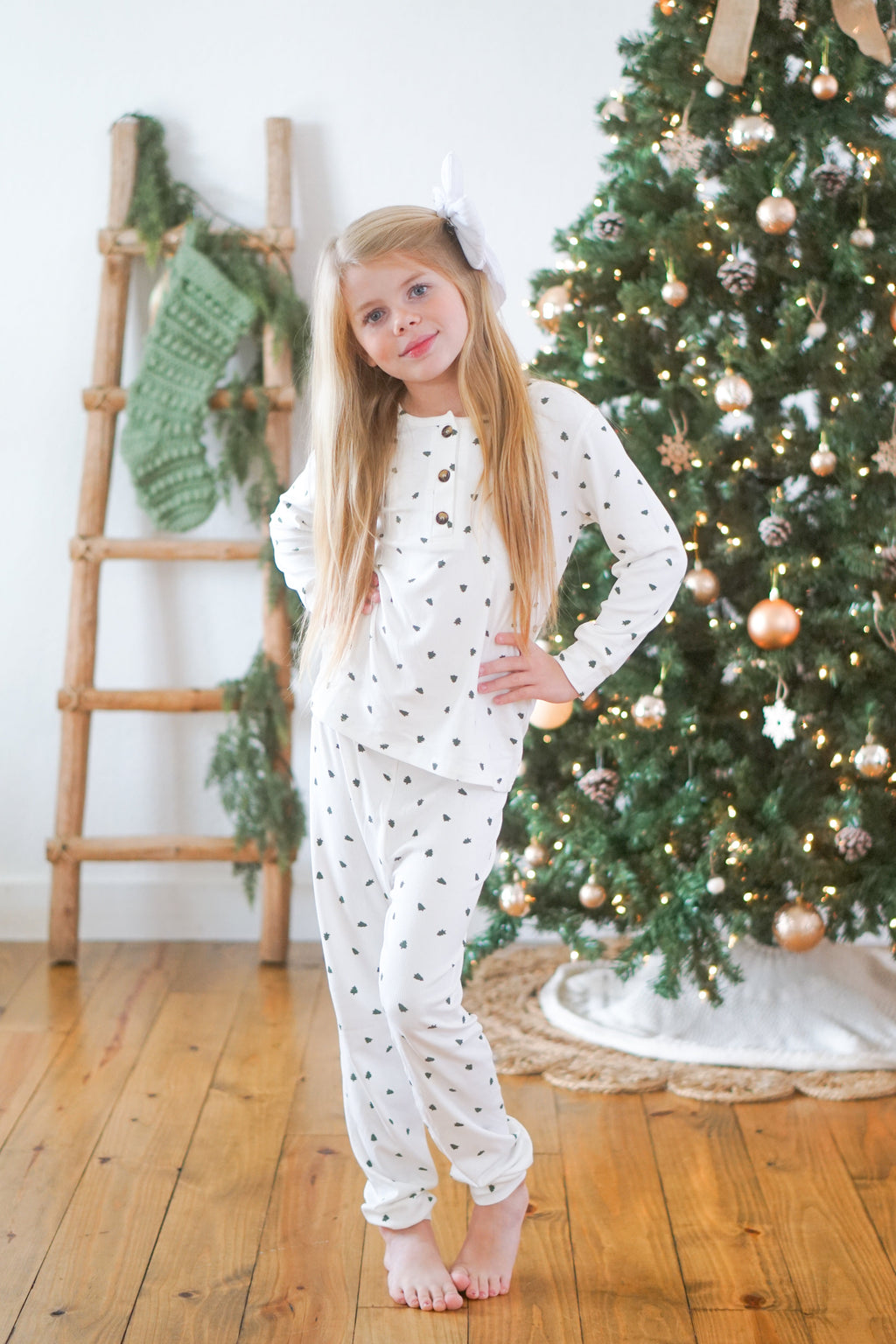 Tiny Trees Christmas Ribbed Bamboo 2pc Henley Pajamas