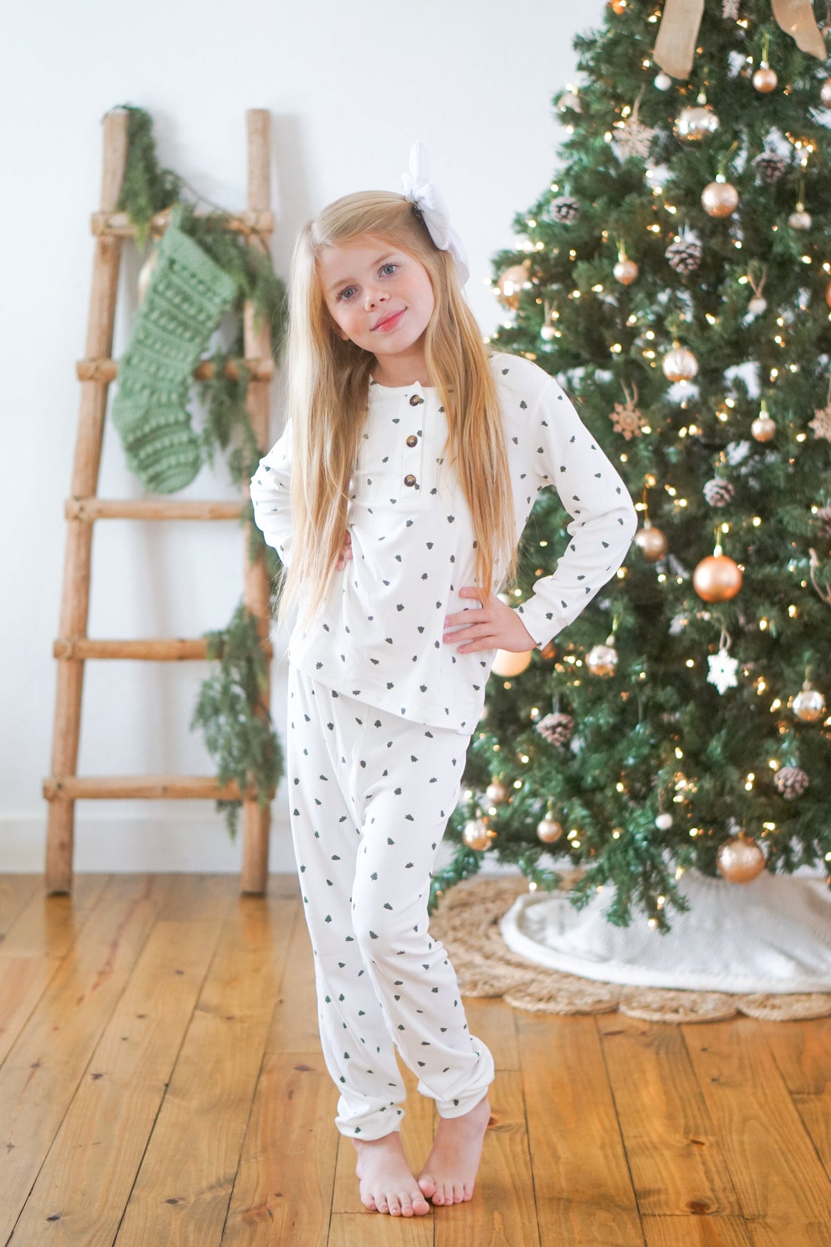 Tiny Trees Christmas Ribbed Bamboo 2pc Henley Pajamas