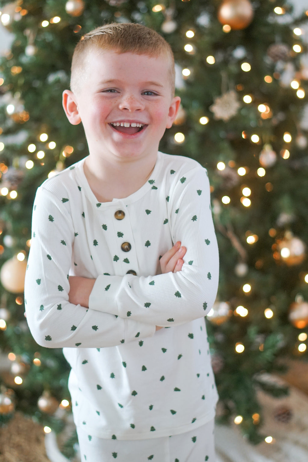 Tiny Trees Christmas Ribbed Bamboo 2pc Henley Pajamas