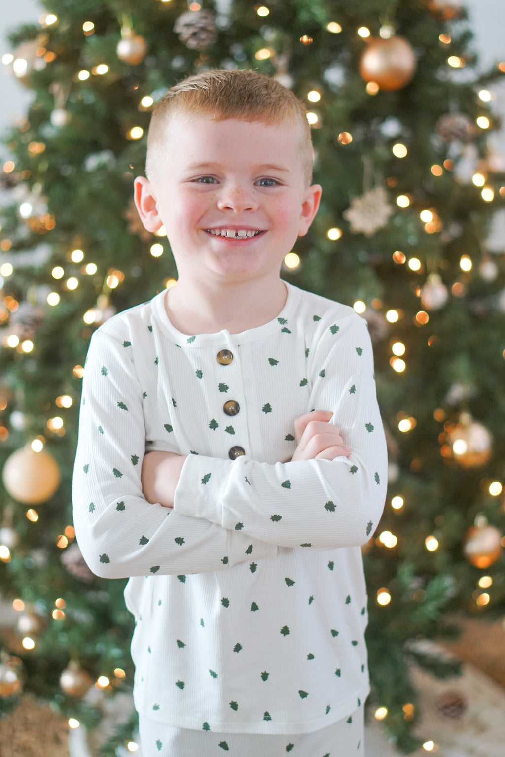 Tiny Trees Christmas Ribbed Bamboo 2pc Henley Pajamas