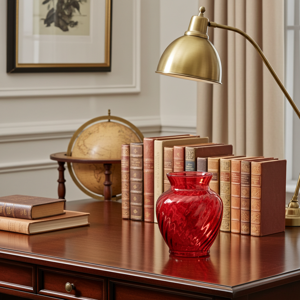 Vintage Cranberry Swirl Art Glass Vase | Sculptural Accent
