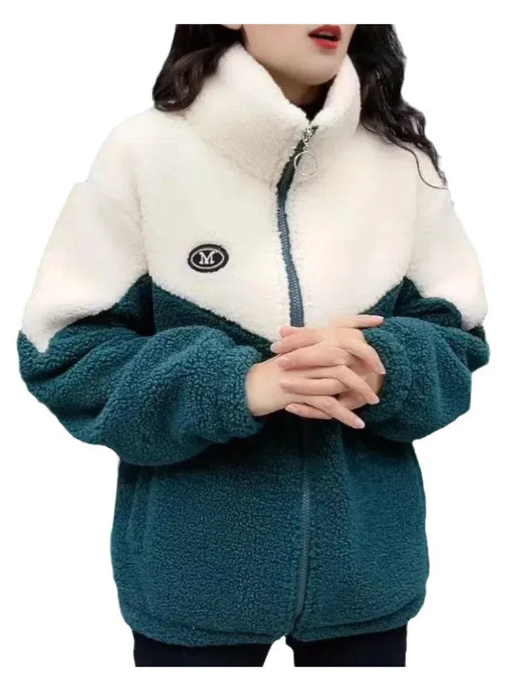 Women's Quilted Lamb Fleece Mid-Length Coat