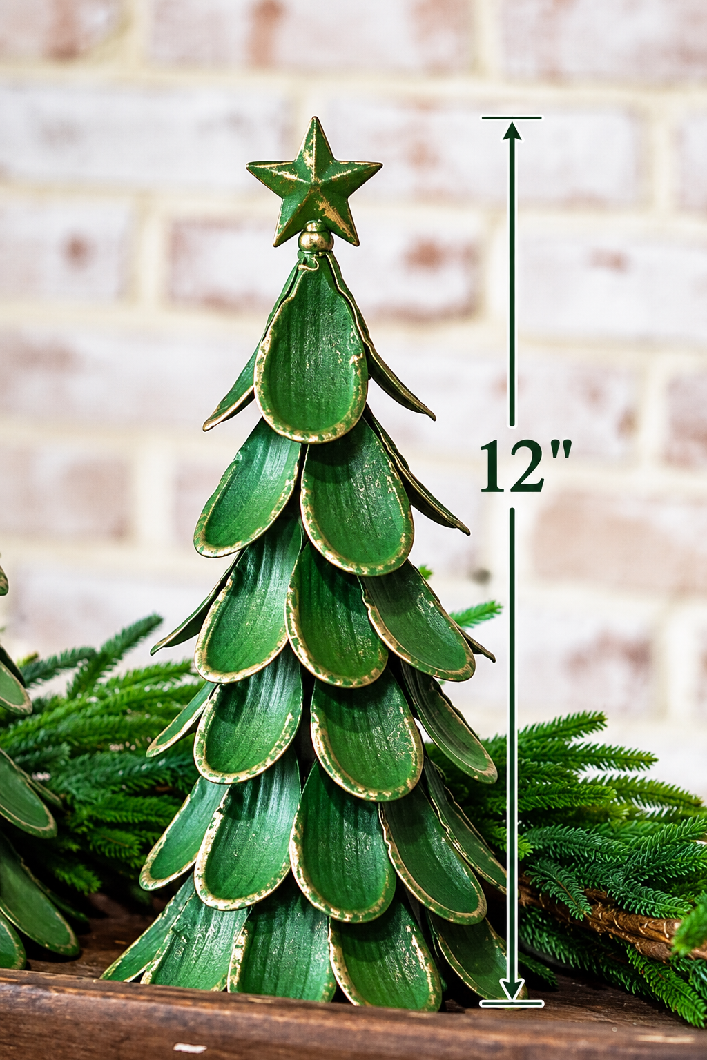 Green Wash Metal Christmas Tree Decor – 12" or 18.5"