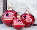 Jumbo Burgundy & Gold Christmas Bells – Set of 3