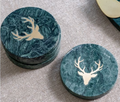 Green Marble Deer Coasters – Set of 4
