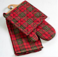 Holiday Plaid Kitchen Set – Oven Mitt, Potholder & Towel