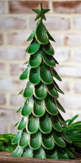 Green Wash Metal Christmas Tree Decor – 12" or 18.5"