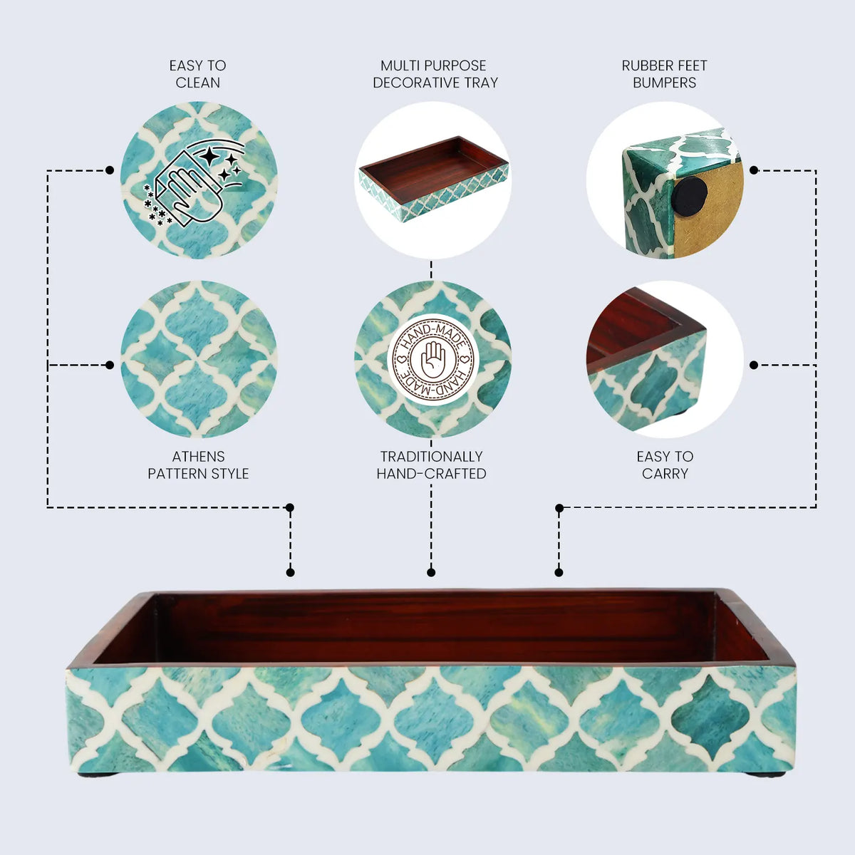 Green & White Moroccan Bone Inlay Vanity Tray | 10x6