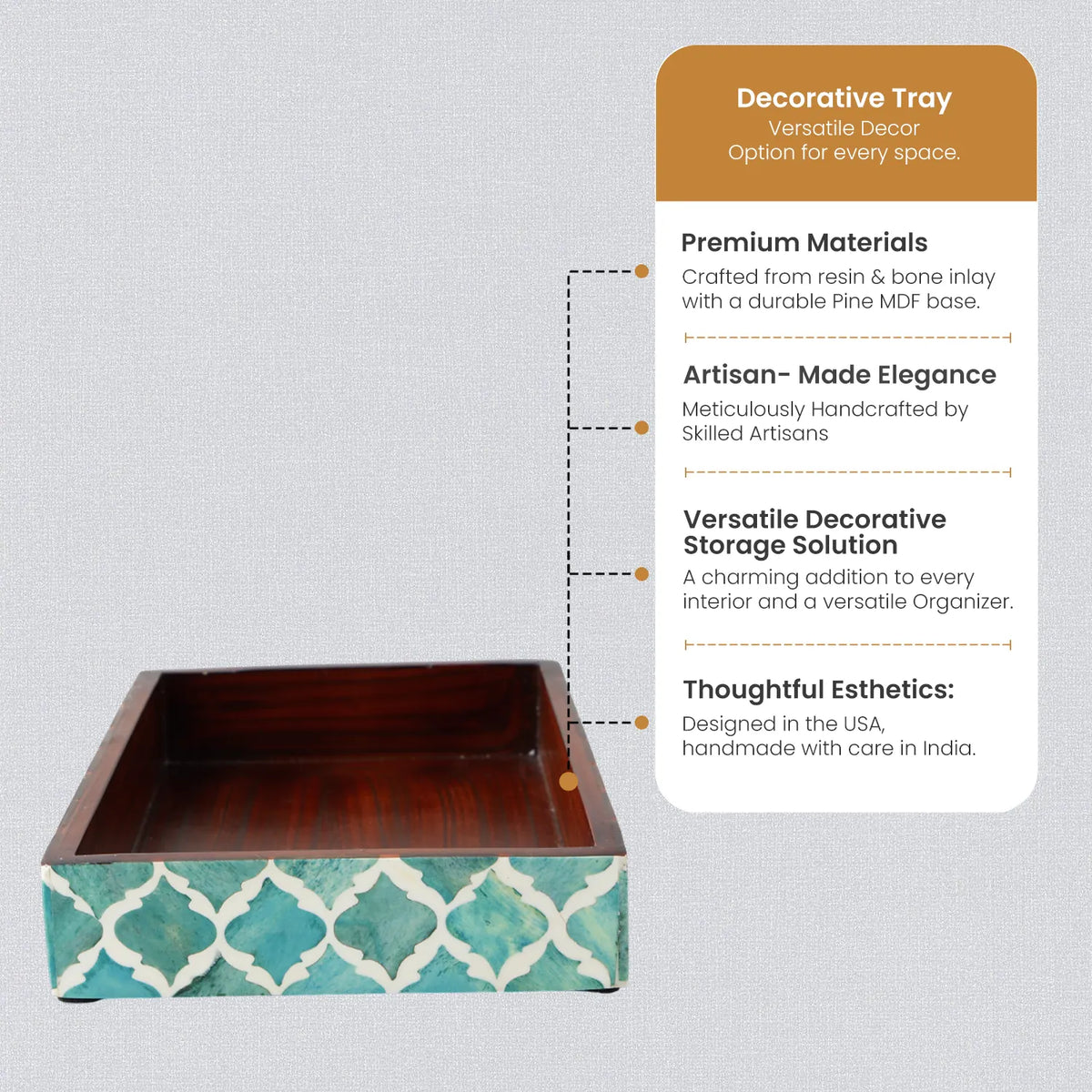 Green & White Moroccan Bone Inlay Vanity Tray | 10x6