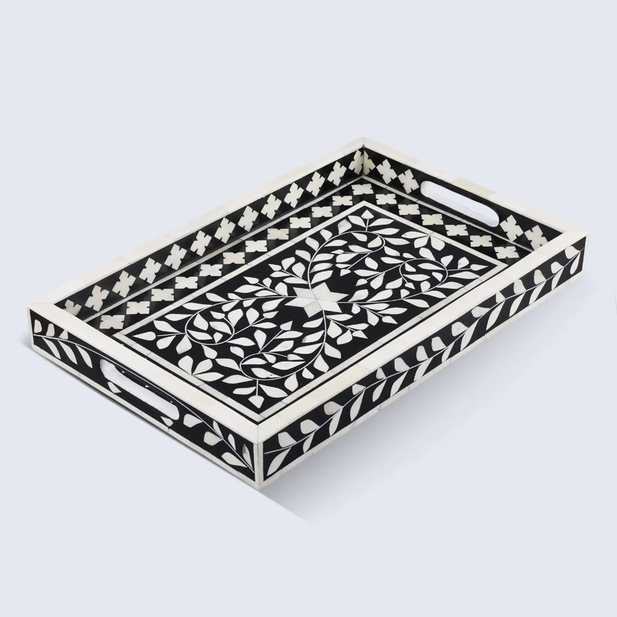 Alhambra Negra Black & White Inlay Tray | 11x17 & 12x12