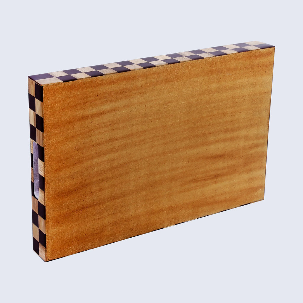 Brown Checkered Wood & Resin Decorative Tray | 17x11