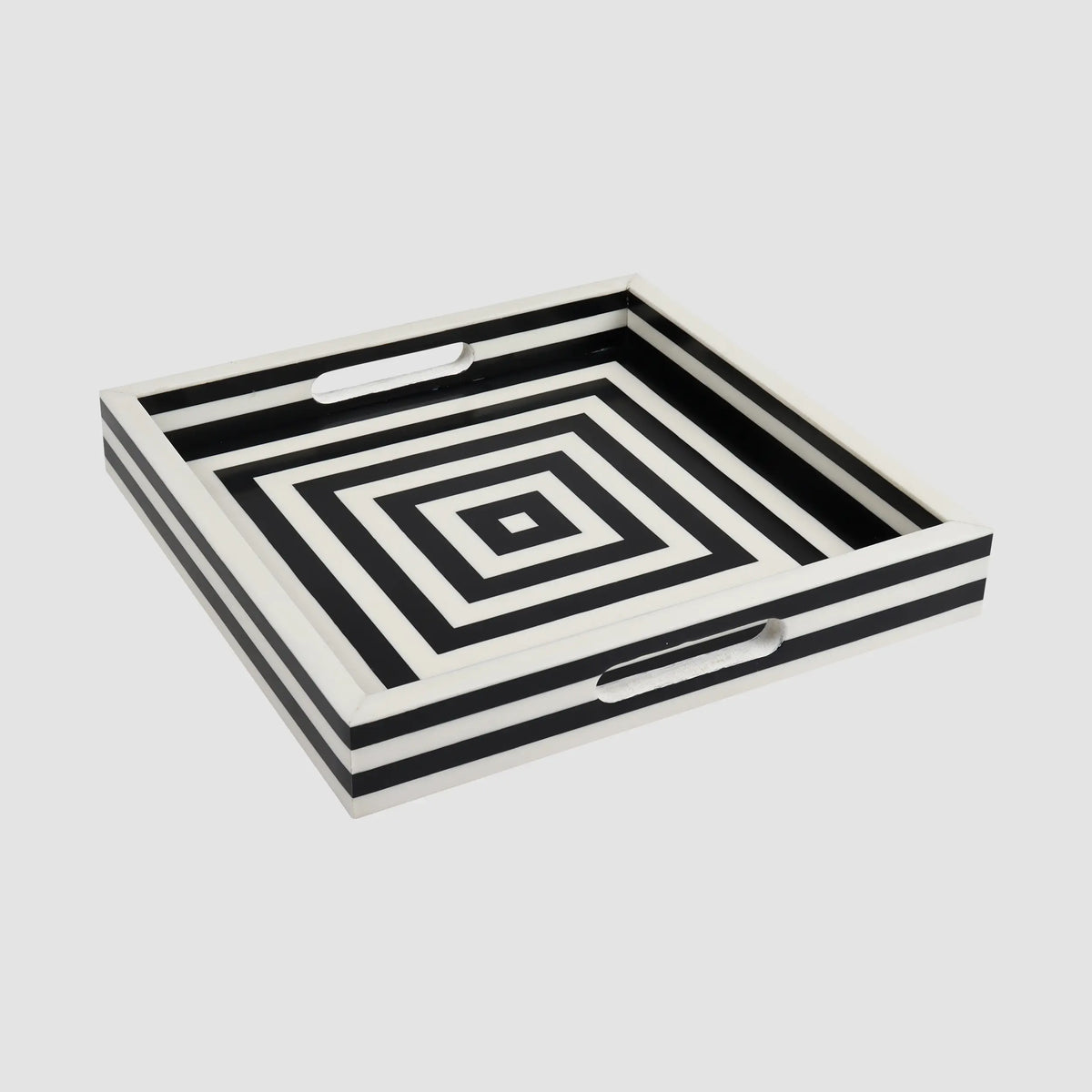 Black & White Concentric Inlay Tray | 11x17 & 12x12