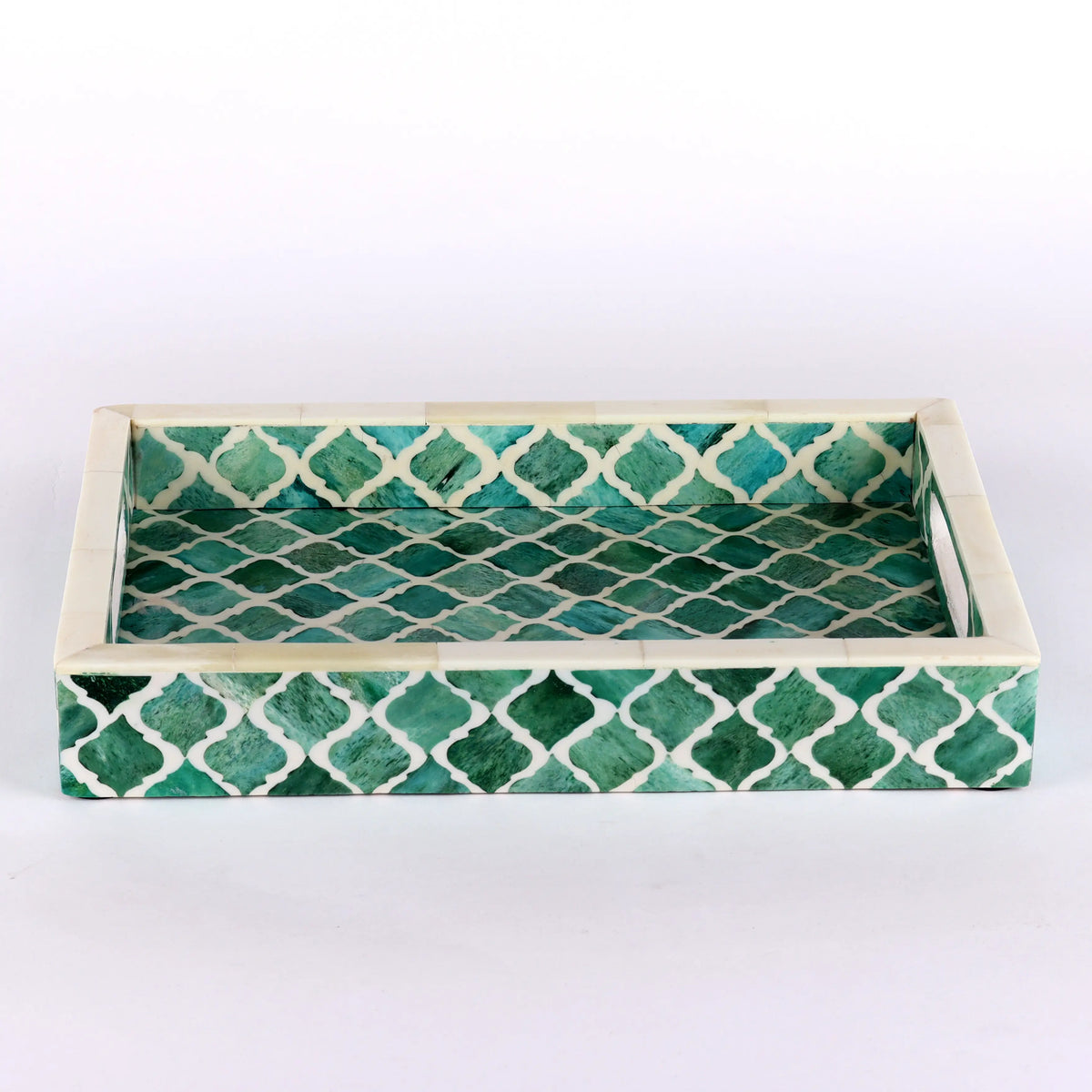Moroccan Green & White Decorative Tray | 3 Sizes